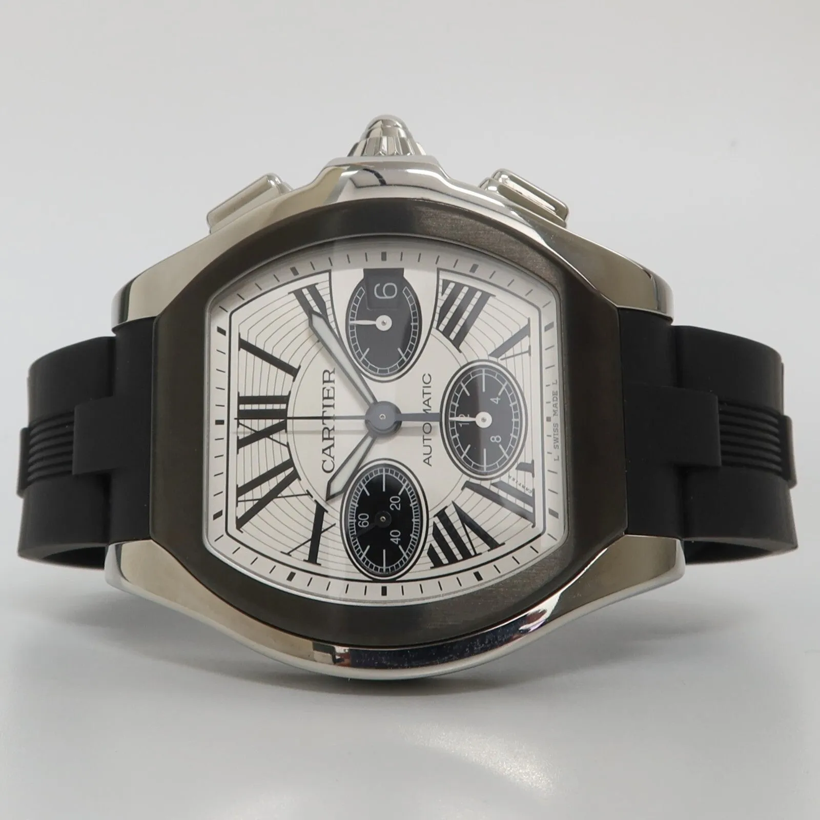 Cartier Roadster Chronograph Silver Dial Steel/Rubber Black Bezel W6206020 3405