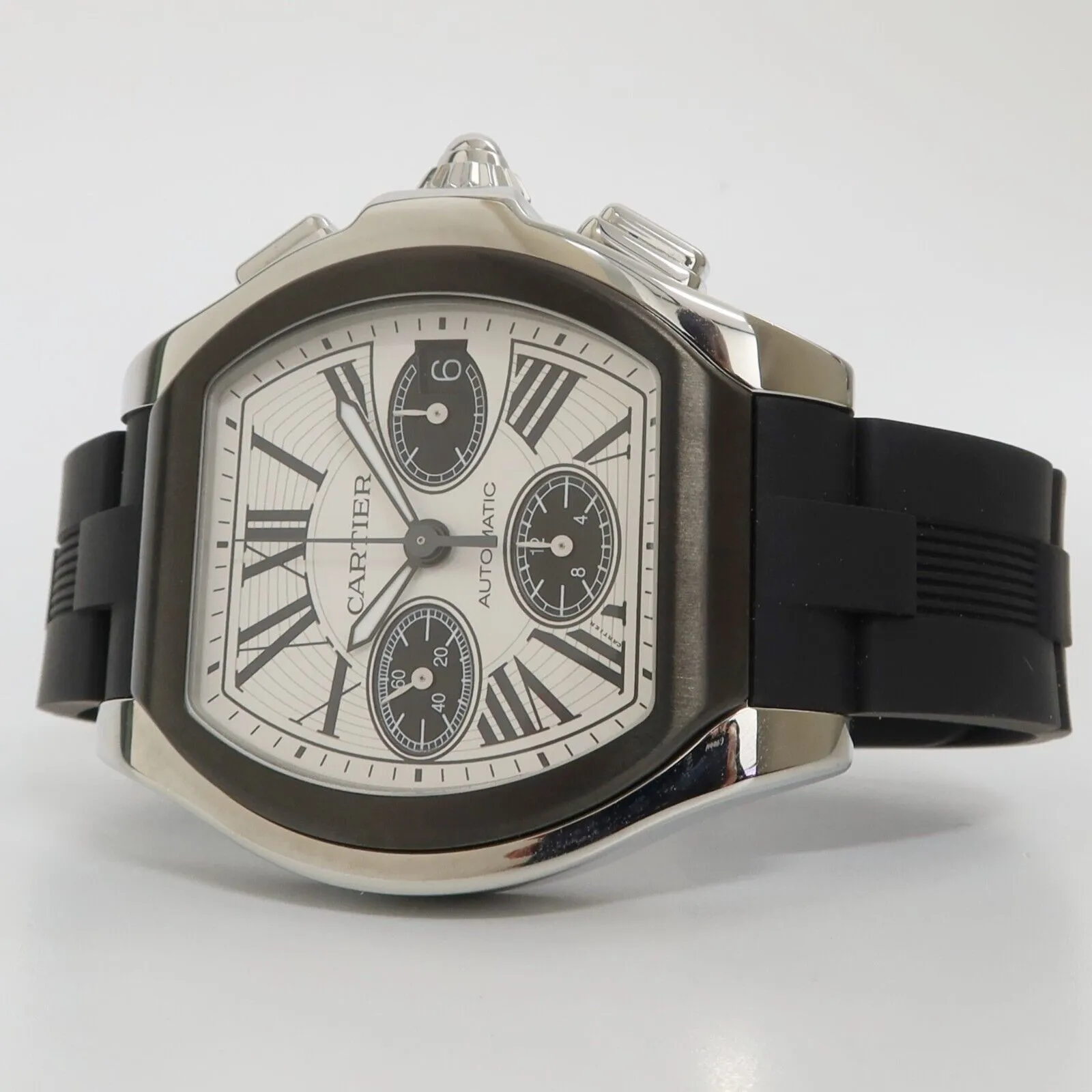 Cartier Roadster Chronograph Silver Dial Steel/Rubber Black Bezel W6206020 3405