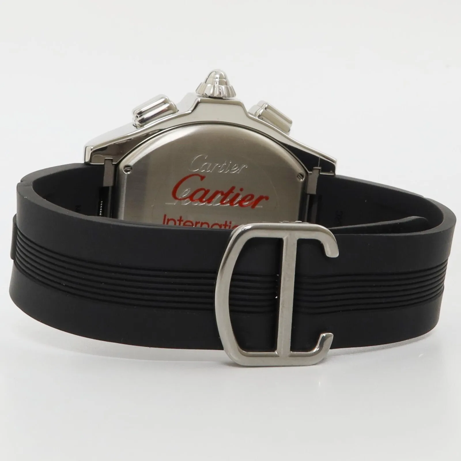Cartier Roadster Chronograph Silver Dial Steel/Rubber Black Bezel W6206020 3405