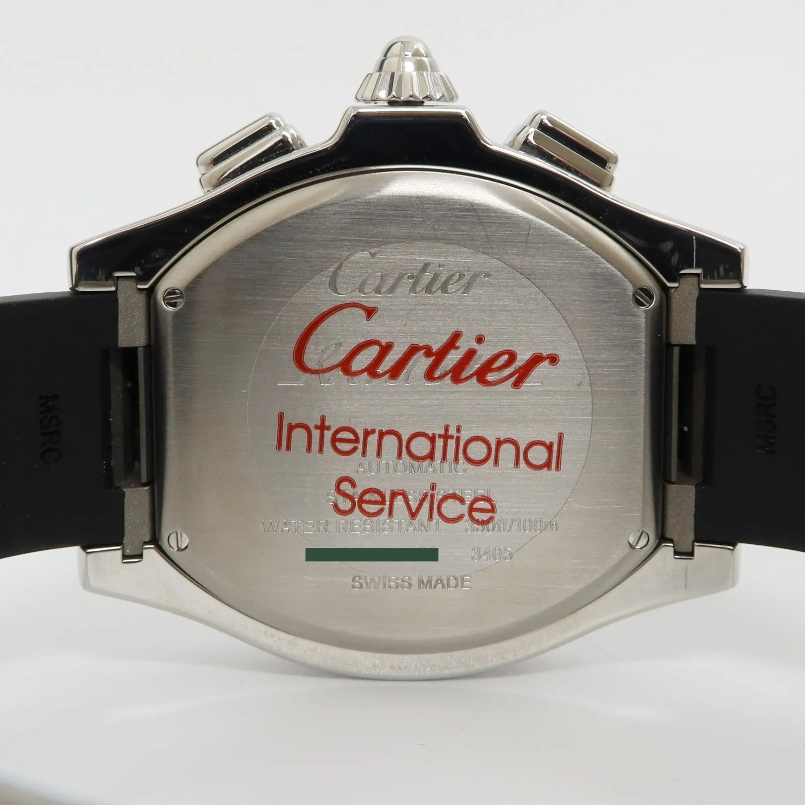 Cartier Roadster Chronograph Silver Dial Steel/Rubber Black Bezel W6206020 3405