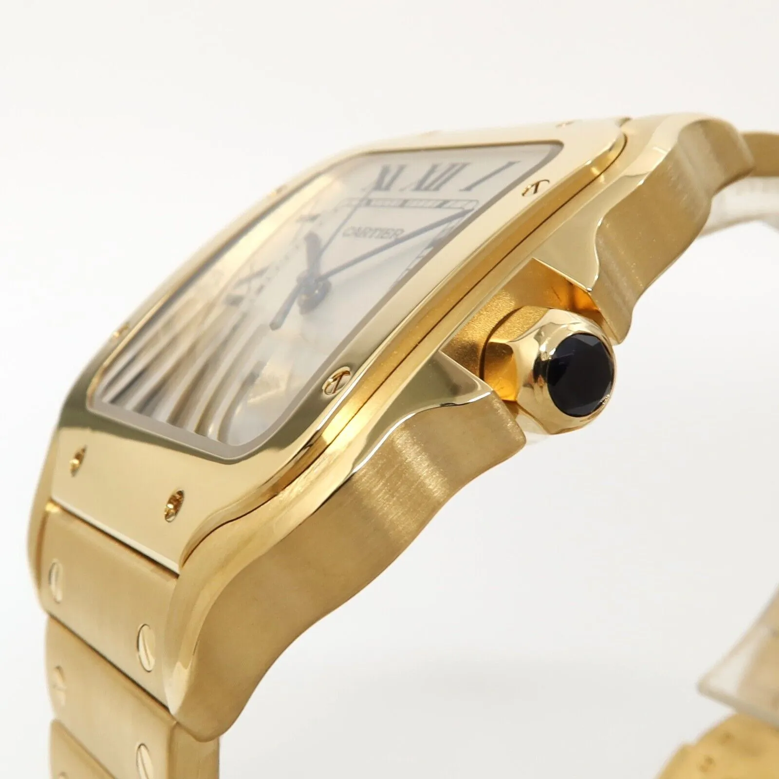 Cartier Santos 18k Yellow Gold SIlver Dial Large Model Automatic WGSA0029 4070