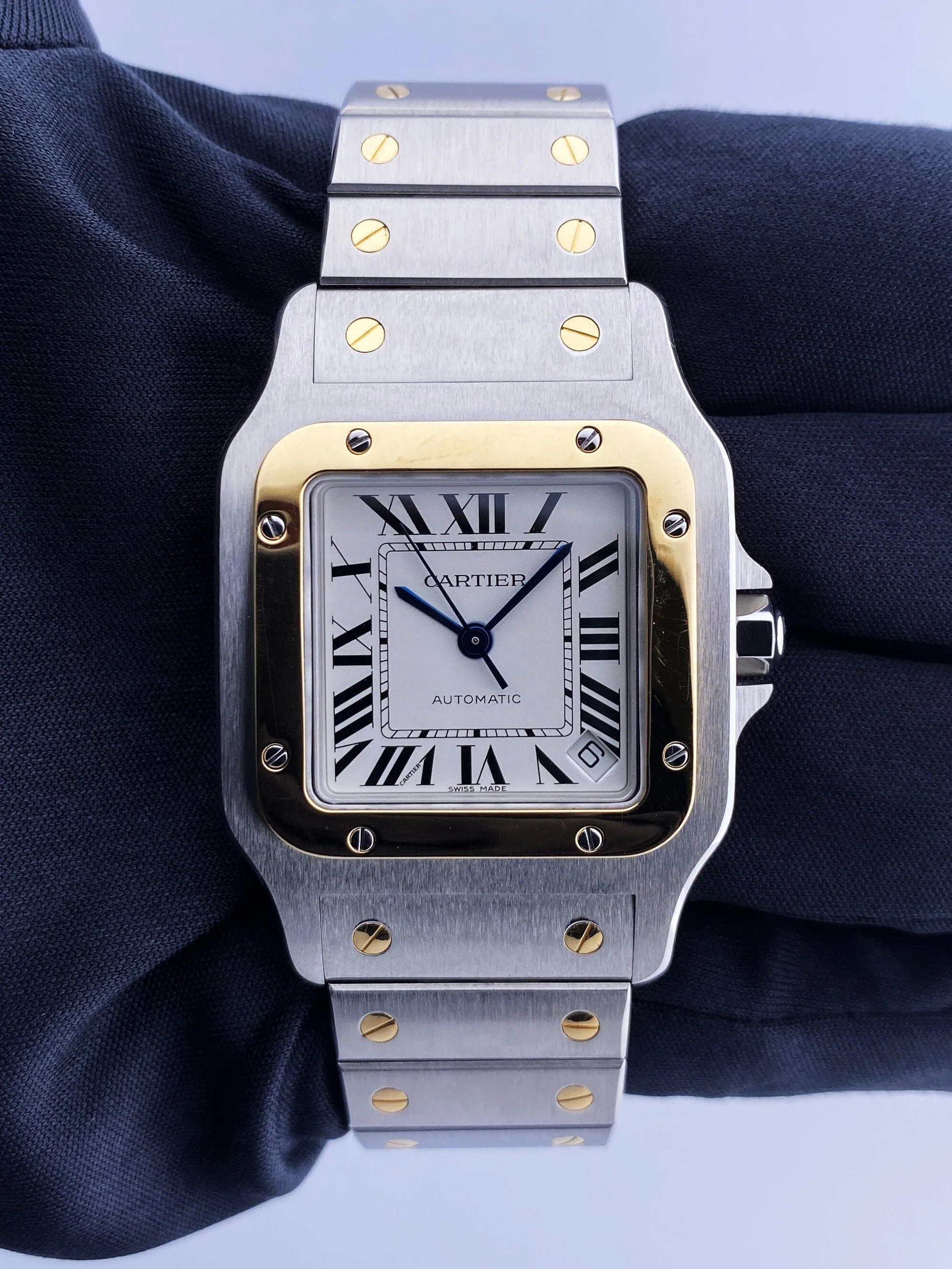 Cartier Santos Galbee W20099C4 18K Yellow Gold & Steel Mens Watch