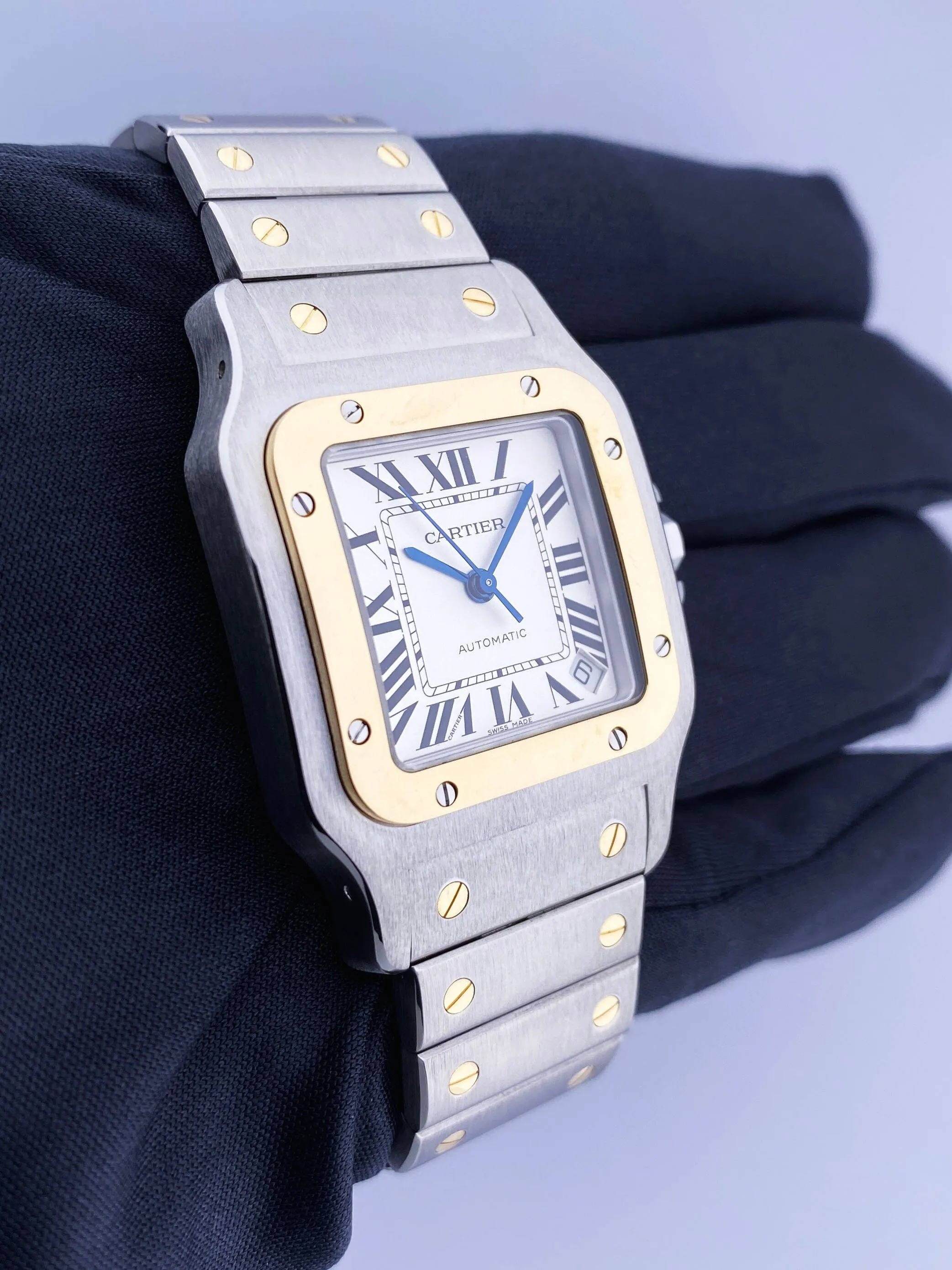 Cartier Santos Galbee W20099C4 18K Yellow Gold & Steel Mens Watch