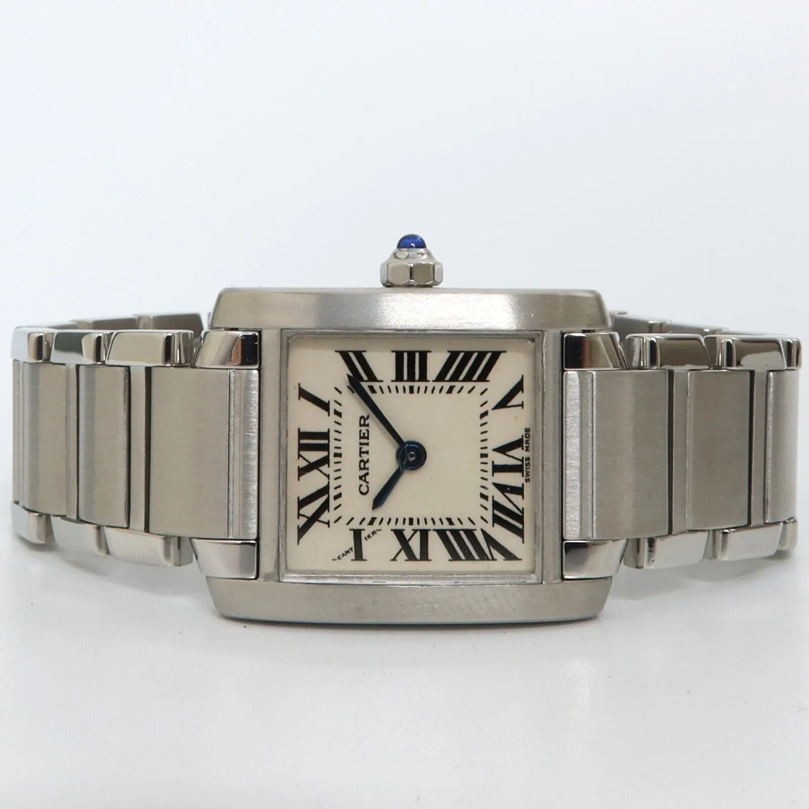 Cartier Tank Francaise Ladies Stainless Steel Quartz Silver Dial 2384 W51008Q3