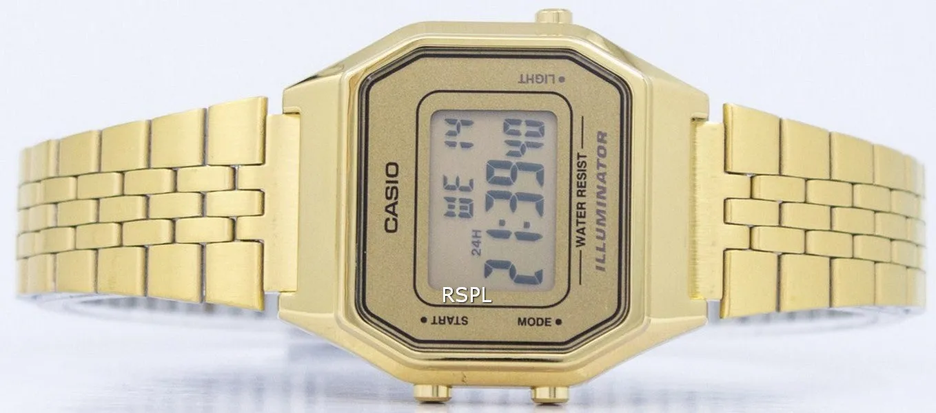 Casio Digital Quartz Stainless Steel Illuminator LA680WGA-9DF LA680WGA-9 Womens Watch