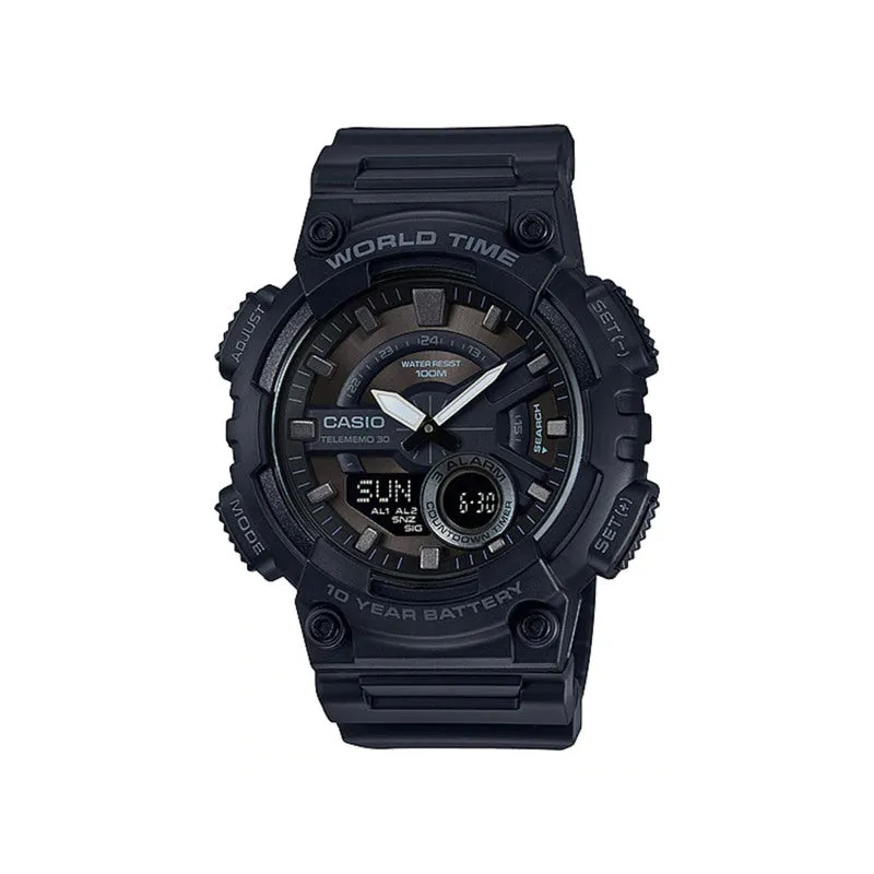 Casio Men Analog-Digital Watch AEQ-110W-1BV Black Resin Strap