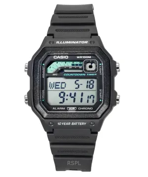 Casio Standard Digital Resin Strap Gray Quartz WS-1600H-8AV 100M Mens Watch