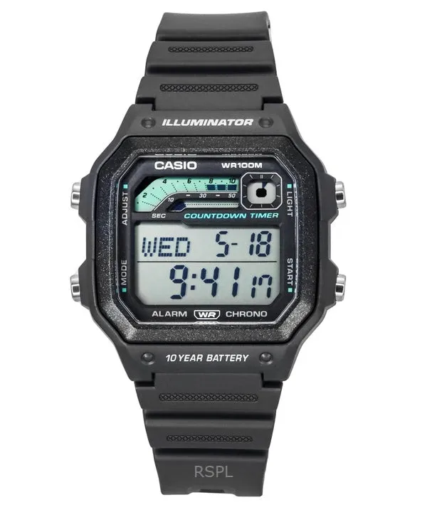 Casio Standard Digital Resin Strap Gray Quartz WS-1600H-8AV 100M Mens Watch