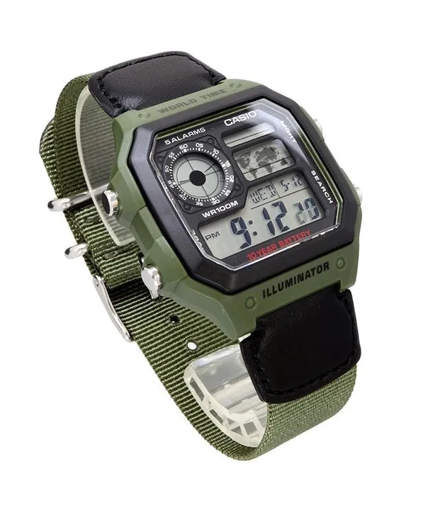 Casio World Time Alarm Digital AE-1200WHB-3BV Men's Watch