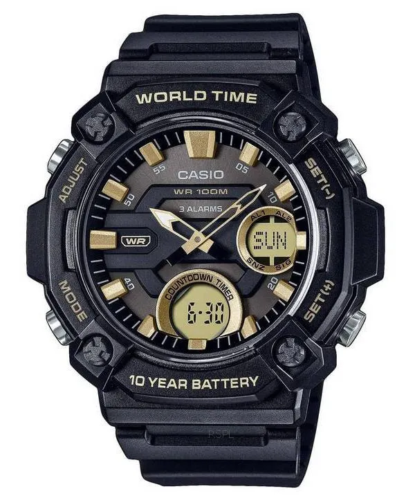Casio Youth Analog Digital Resin Black Dial Quartz AEQ-120W-9AV AEQ120W-9 100M Mens Watch