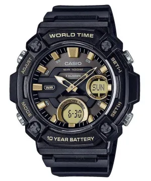 Casio Youth Analog Digital Resin Black Dial Quartz AEQ-120W-9AV AEQ120W-9 100M Mens Watch