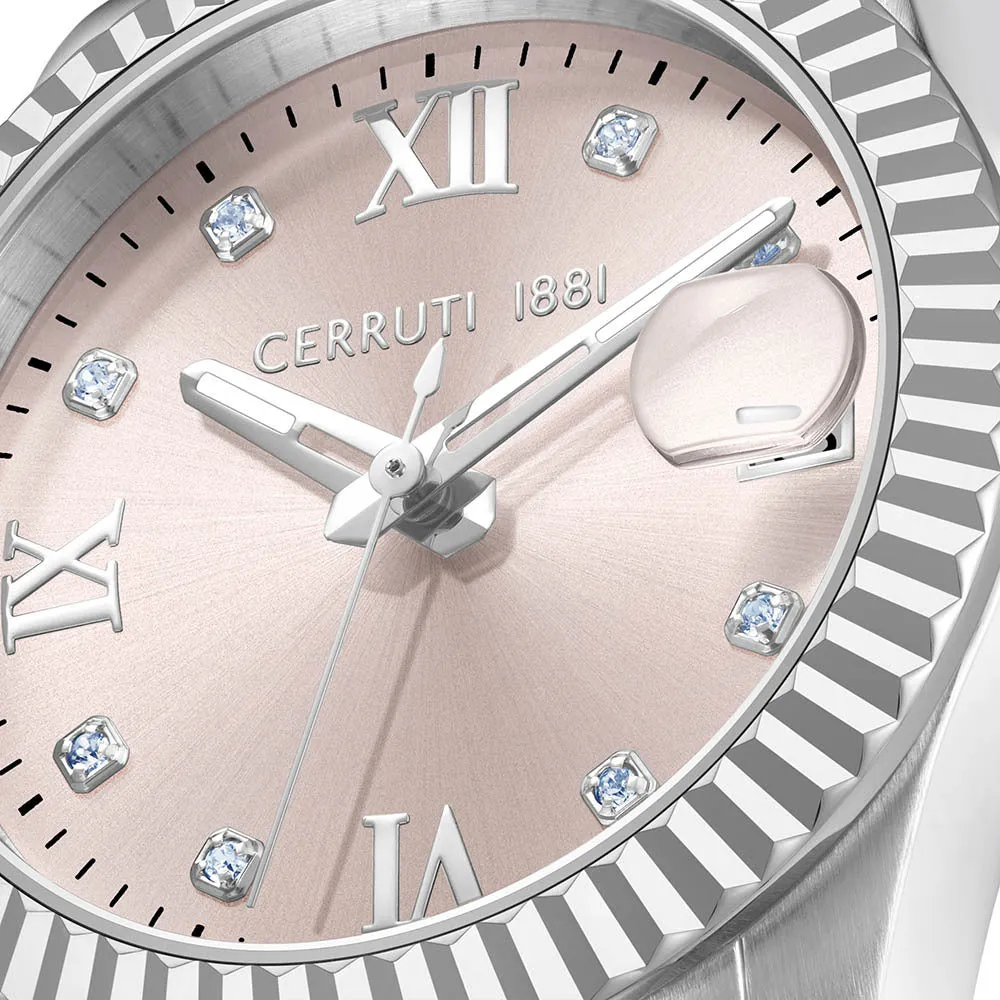Cerruti 1881 Baccio Ladies Pink Dial Stainless Steel Silver Watch