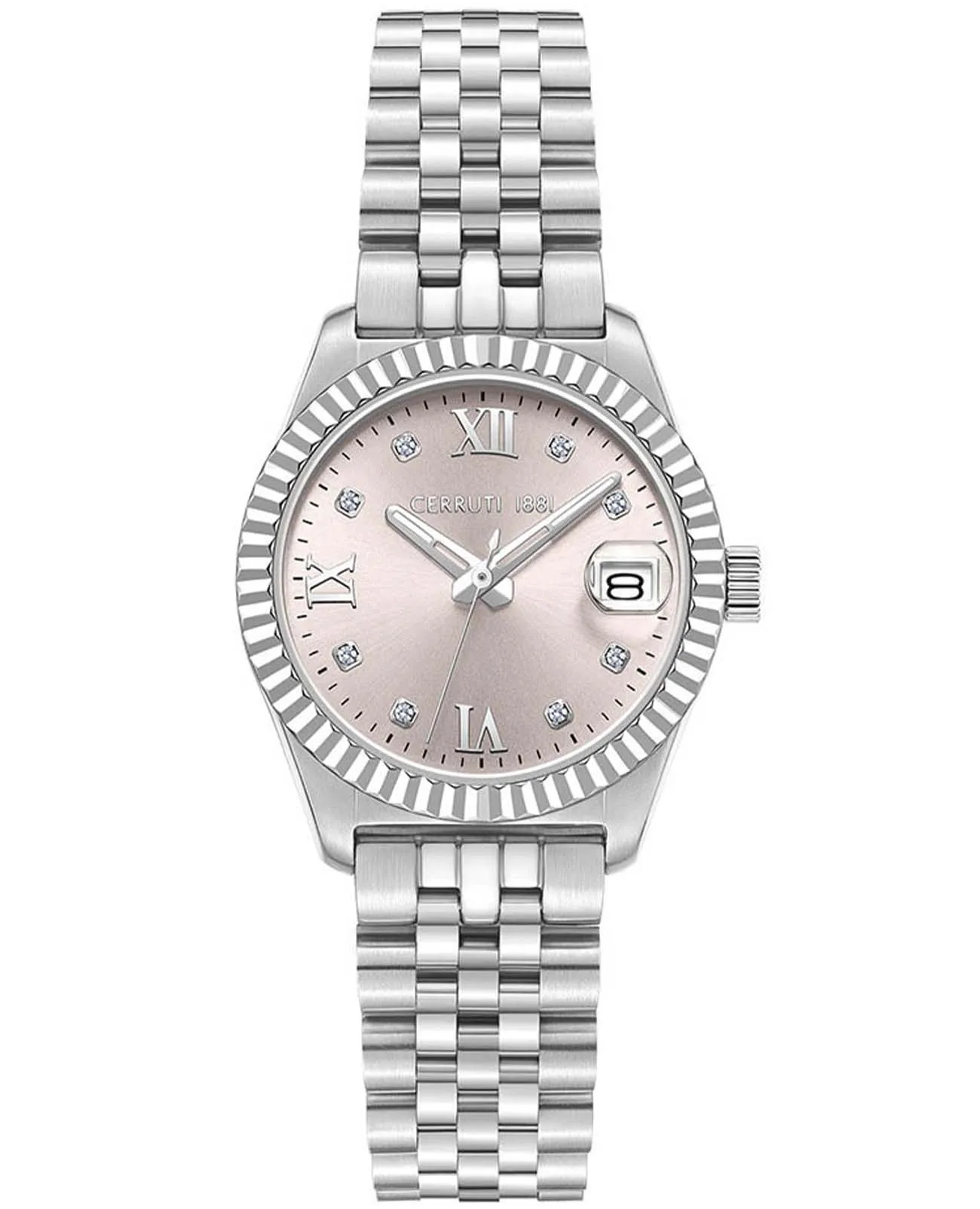 Cerruti 1881 Baccio Ladies Pink Dial Stainless Steel Silver Watch