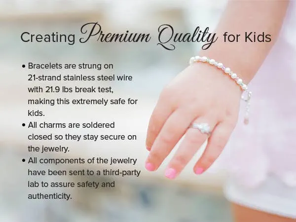 Children's Bracelets:  Sterling Silver, Double Strand Pink Swarovski Pearls- Medium