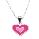 Children's Earrings:  Sterling Silver Pink Enameled Hearts