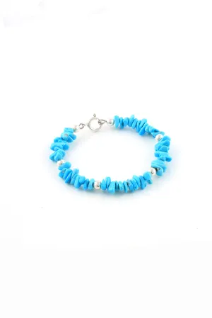 Children's Kingman Turquoise and Silver Bead Bracelet