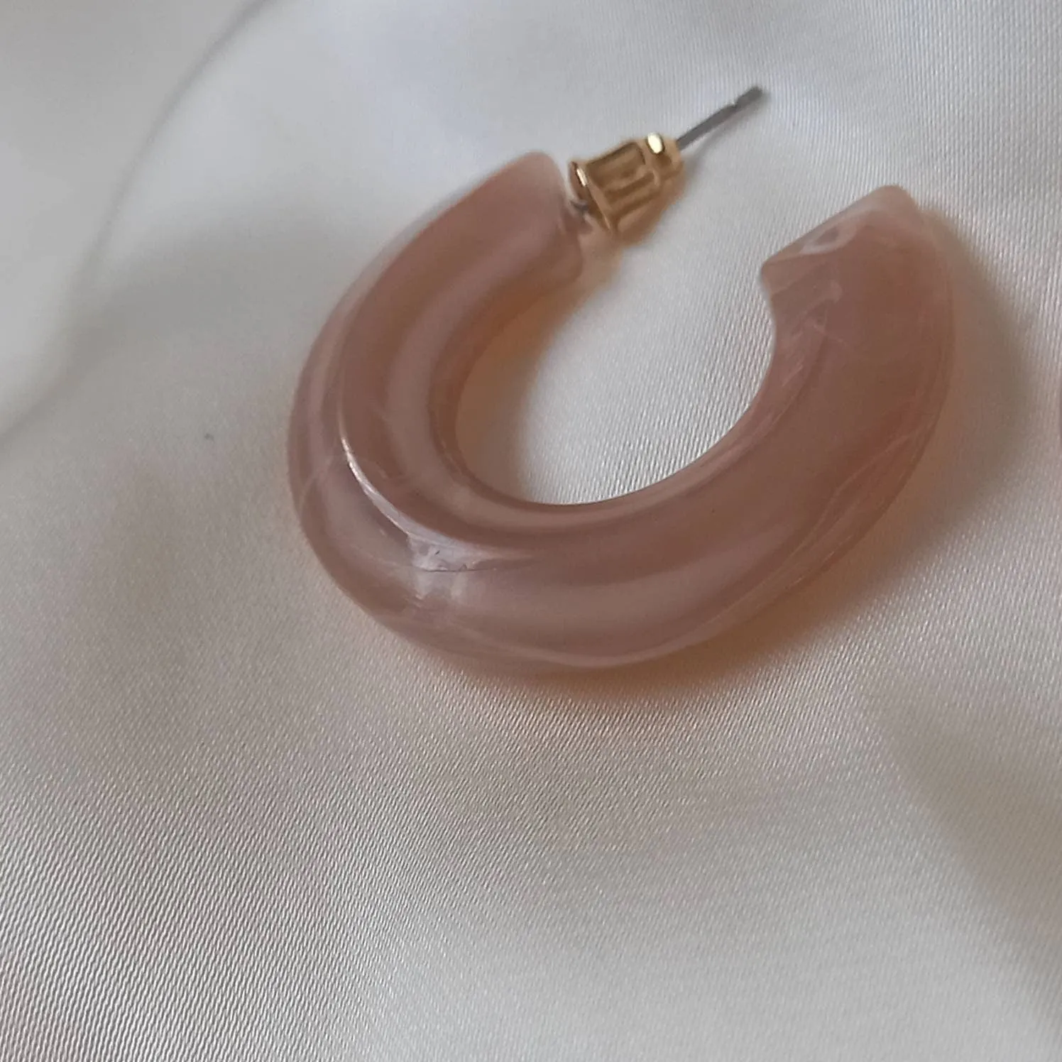 Chunky Pink Resin Hoop Earrings -  Resin Earrings, Chunky Hoop Earrings, Baby Pink Earrings, Thick Resin Earrings, Earrings In The UK