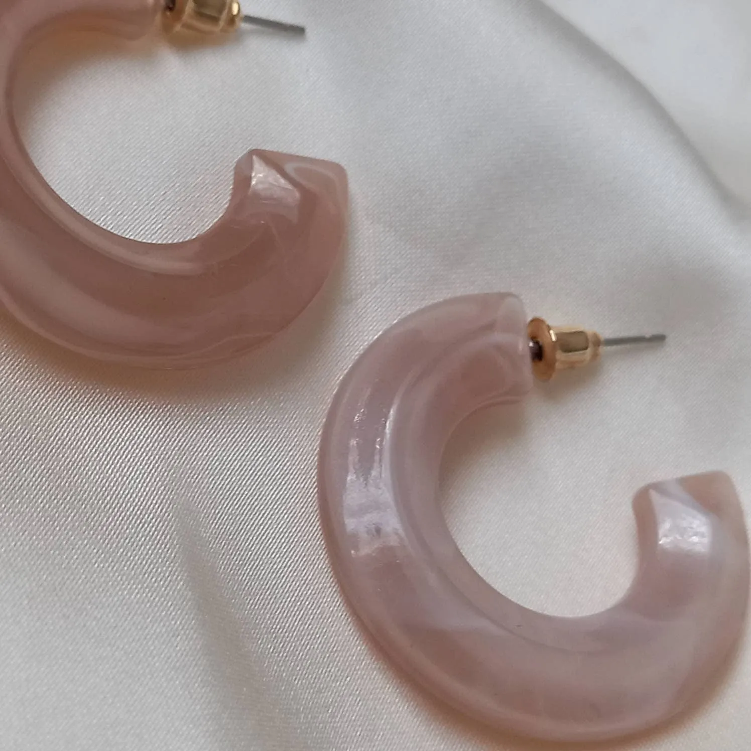 Chunky Pink Resin Hoop Earrings -  Resin Earrings, Chunky Hoop Earrings, Baby Pink Earrings, Thick Resin Earrings, Earrings In The UK