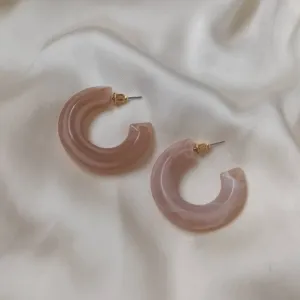 Chunky Pink Resin Hoop Earrings -  Resin Earrings, Chunky Hoop Earrings, Baby Pink Earrings, Thick Resin Earrings, Earrings In The UK