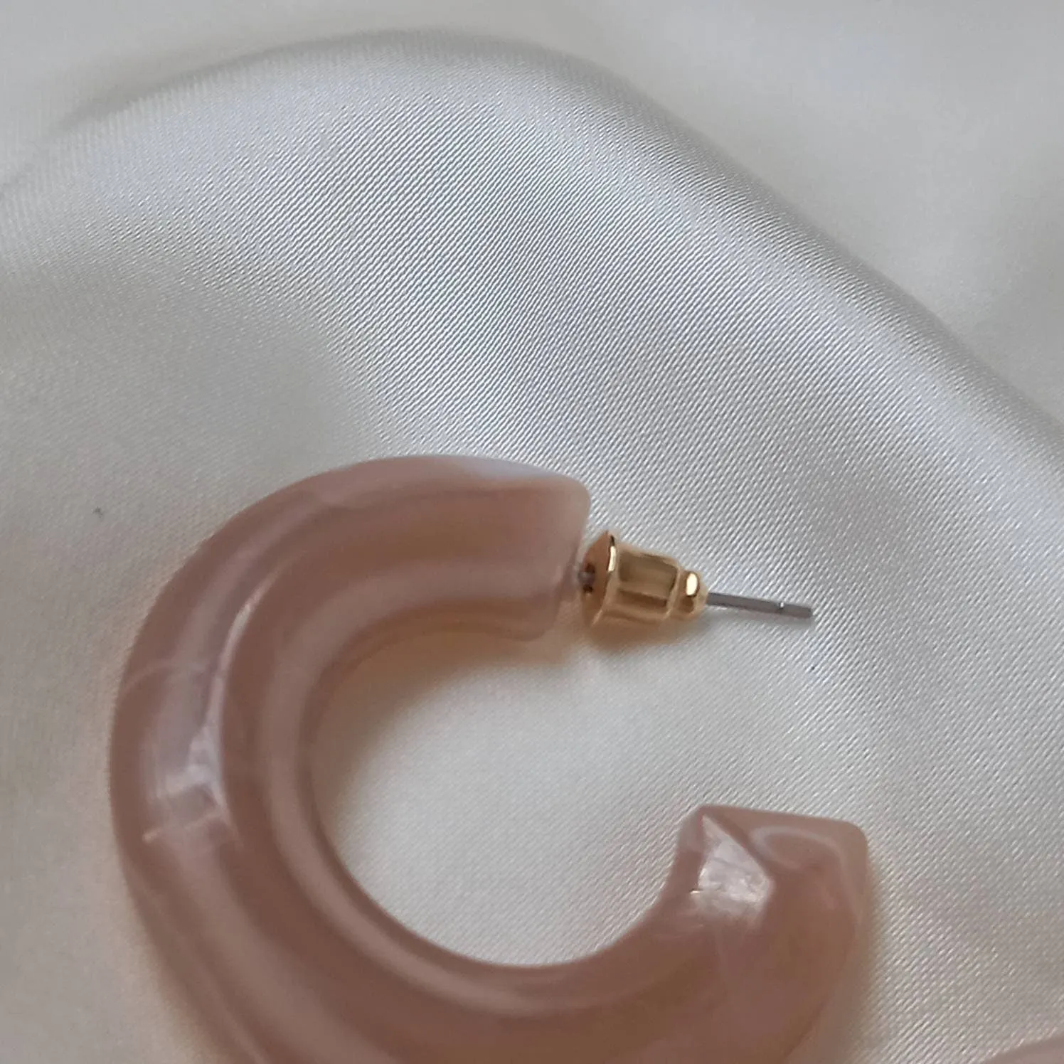 Chunky Pink Resin Hoop Earrings -  Resin Earrings, Chunky Hoop Earrings, Baby Pink Earrings, Thick Resin Earrings, Earrings In The UK