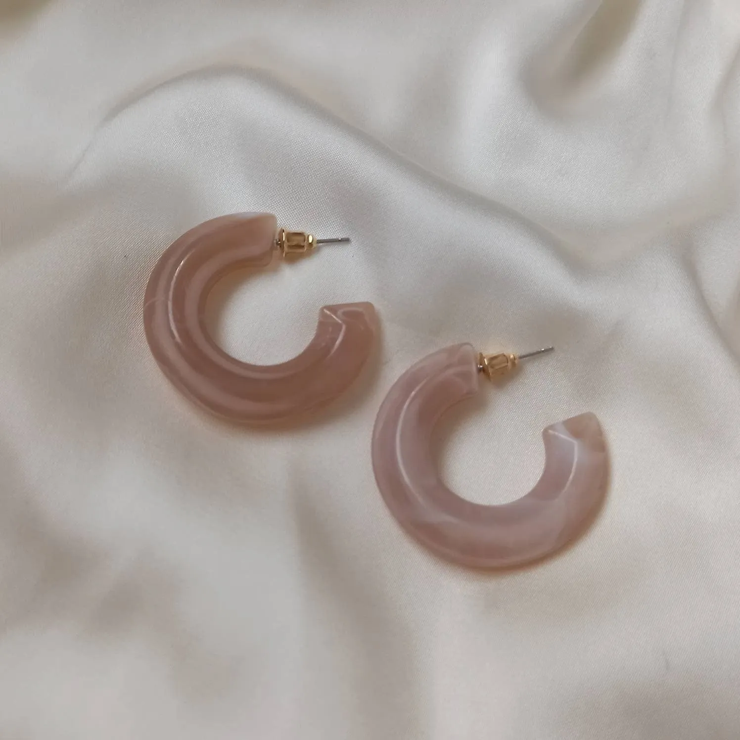 Chunky Pink Resin Hoop Earrings -  Resin Earrings, Chunky Hoop Earrings, Baby Pink Earrings, Thick Resin Earrings, Earrings In The UK