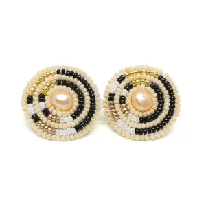 Circle Direction Freshwater Pearl Earrings