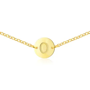 Circular Initial Necklace [ Letter O ] - .925 Sterling Silver [18K Gold Plated] [14 Inch]