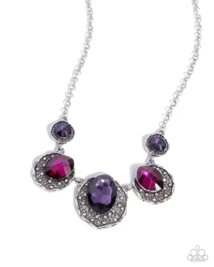 City Color - Purple - and Pink Gem Paparazzi Short Necklace