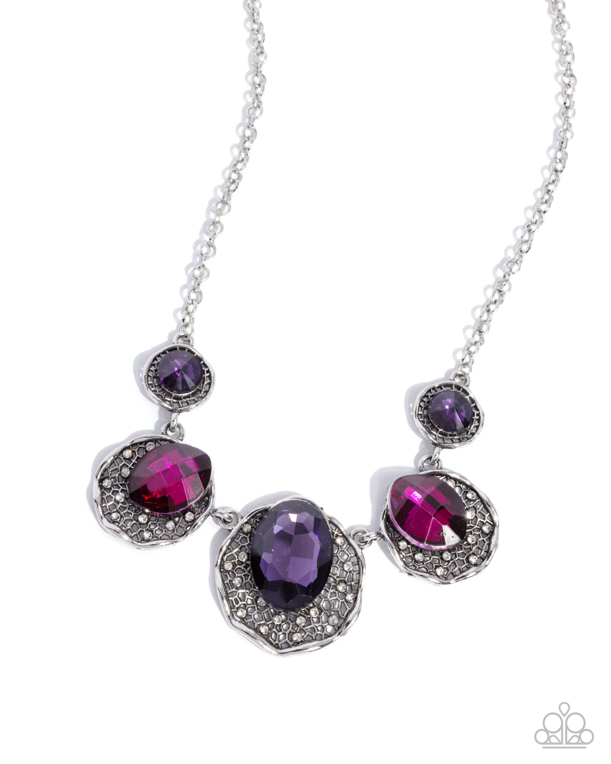 City Color - Purple - and Pink Gem Paparazzi Short Necklace