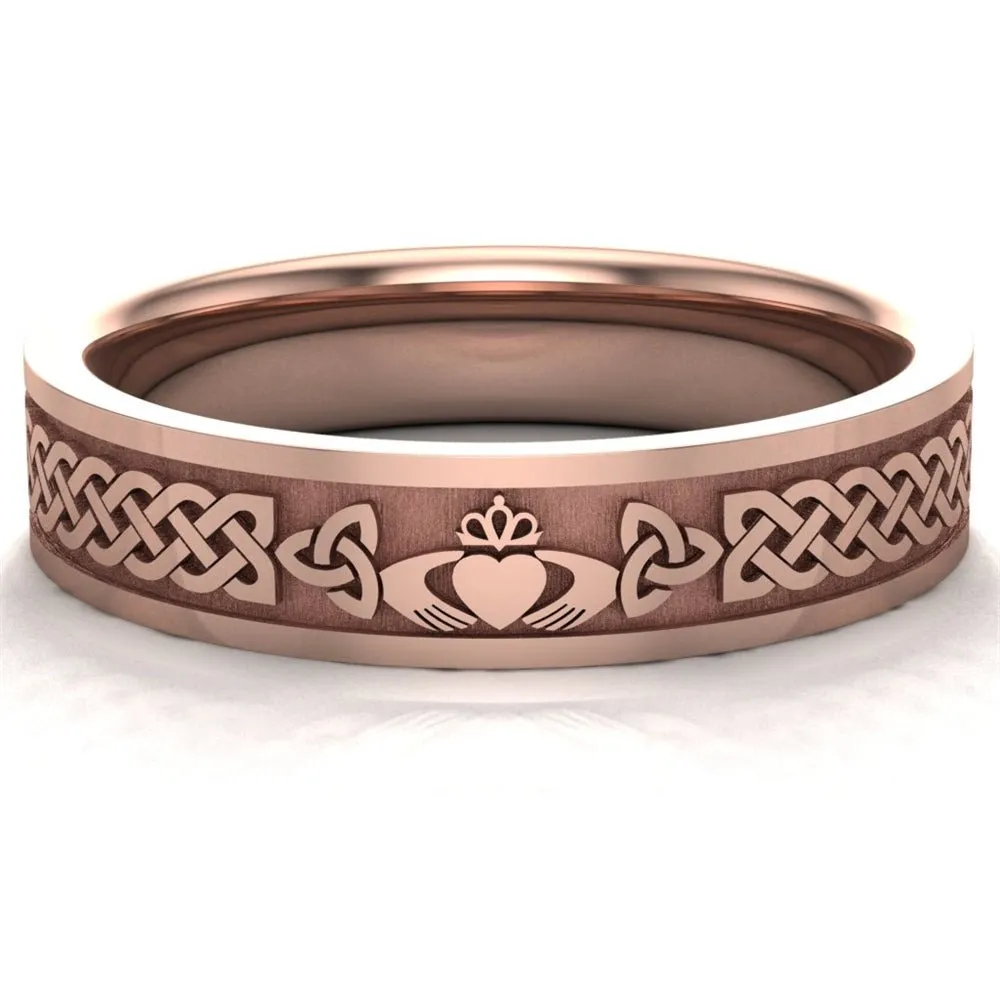 Claddagh Wedding Ring UCL1-14R5MFLAT - 14K Rose Gold