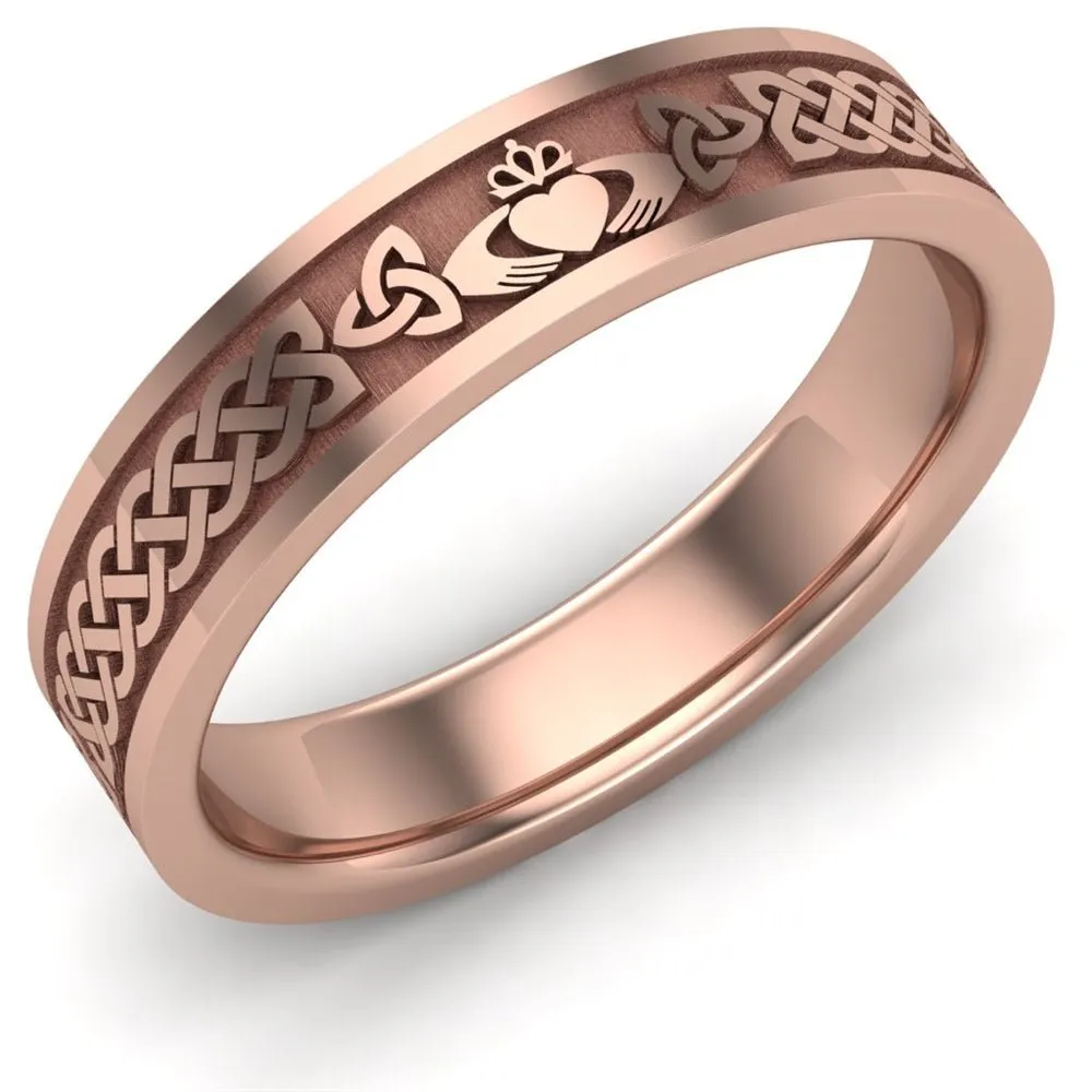 Claddagh Wedding Ring UCL1-14R5MFLAT - 14K Rose Gold