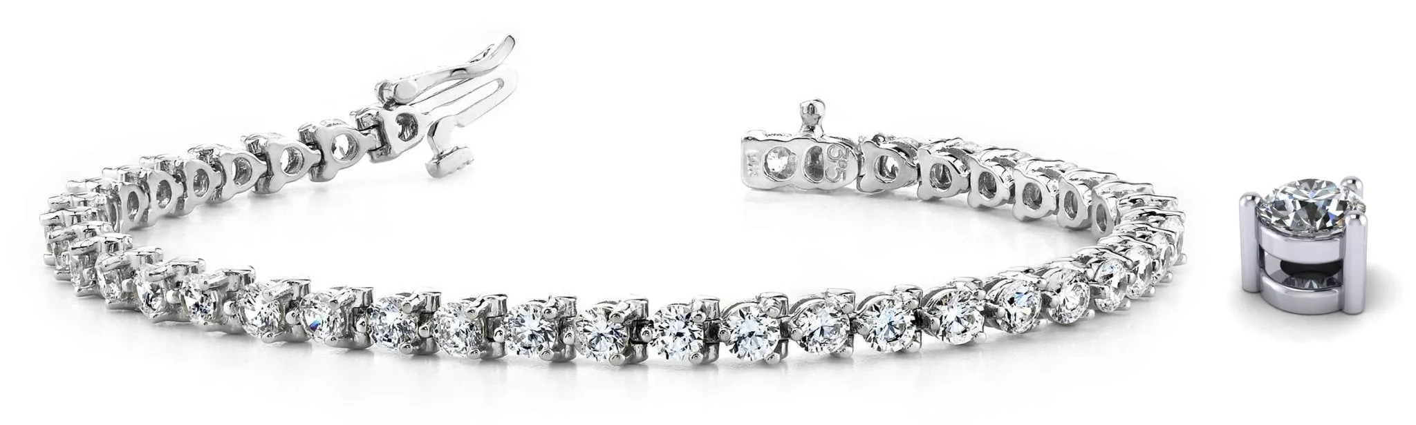 Classic 3 Prong Lab-Grown Diamond Tennis Bracelet with 4.00 ct.(finished) 3.0mm