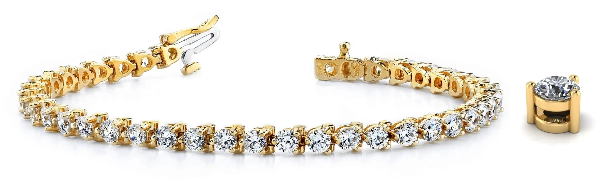 Classic 3 Prong Lab-Grown Diamond Tennis Bracelet with 4.00 ct.(finished) 3.0mm