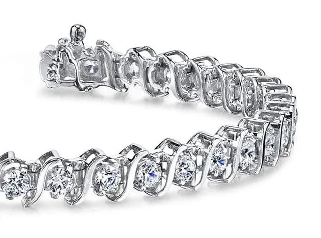 Classic S Shaped Lab-Grown Diamond Tennis Bracelet with 14.00 ct.(finished) 5.0mm