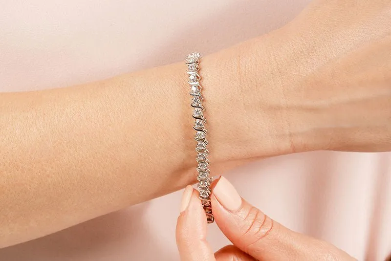 Classic S Shaped Lab-Grown Diamond Tennis Bracelet with 14.00 ct.(finished) 5.0mm