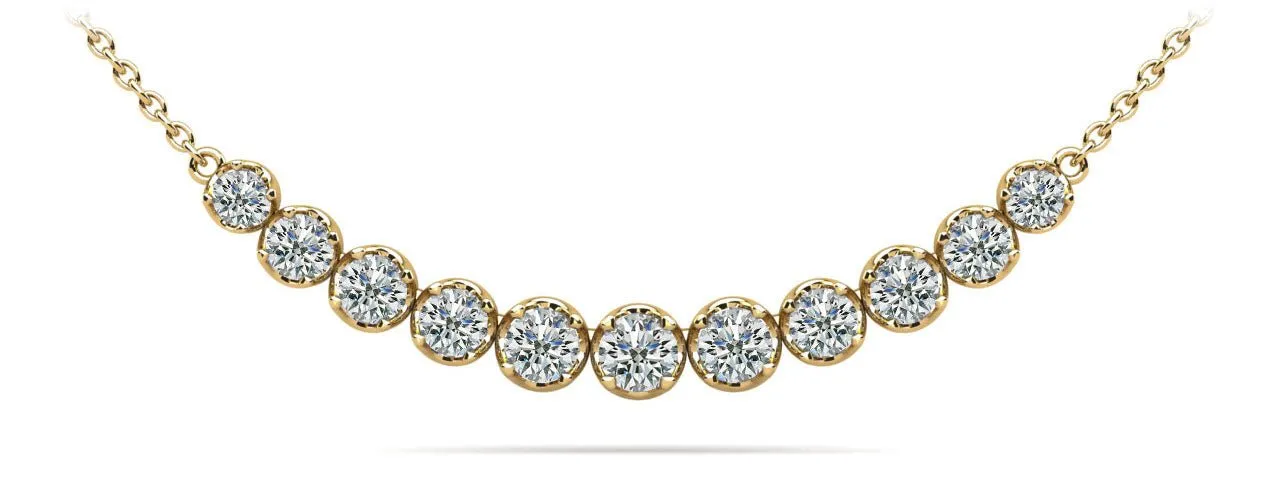 Classic Strand Necklace With Graduated Diamonds And Diamond Chain  with 3.07 ct.(finished)
