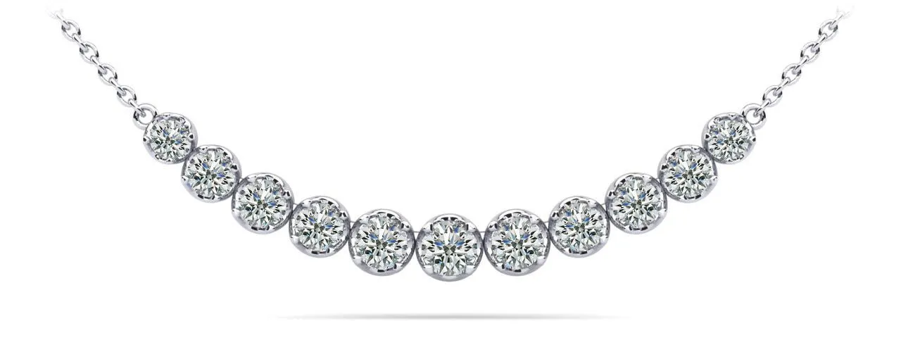 Classic Strand Necklace With Graduated Diamonds And Diamond Chain  with 3.07 ct.(finished)