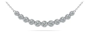 Classic Strand Necklace With Graduated Diamonds And Diamond Chain  with 3.07 ct.(finished)