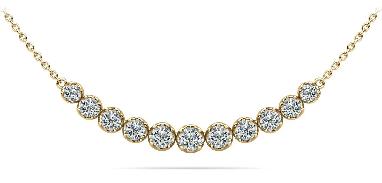 Classic Strand Necklace With Graduated Diamonds And Diamond Chain  with 3.07 ct.(finished)