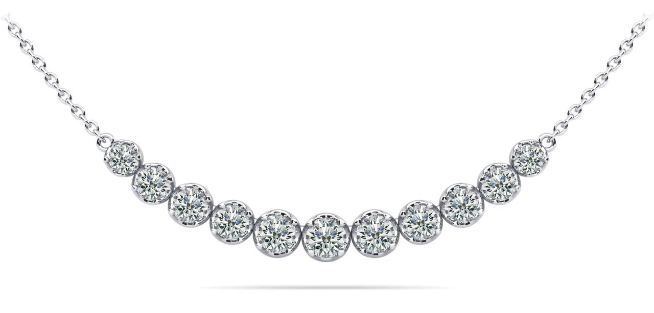 Classic Strand Necklace With Graduated Diamonds And Diamond Chain  with 3.07 ct.(finished)