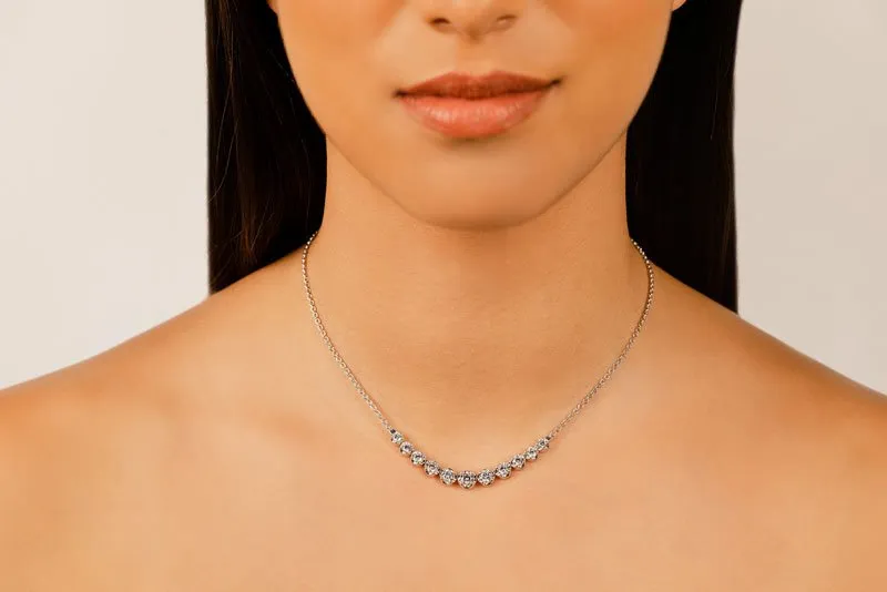 Classic Strand Necklace With Graduated Diamonds And Diamond Chain  with 3.07 ct.(finished)