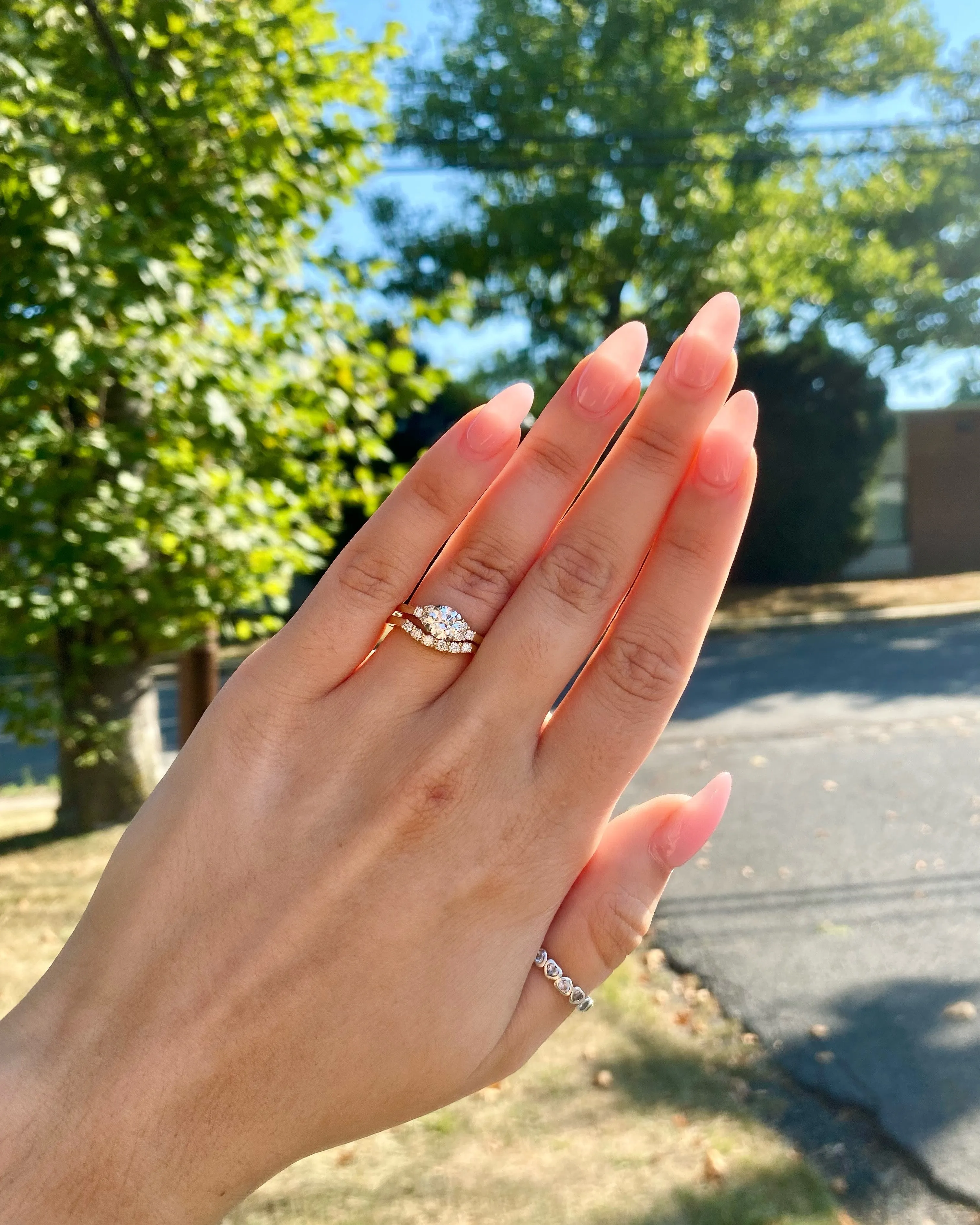 Classic Three Stone Sided Engagement Ring Setting