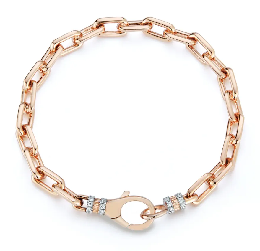 Clive Gold Chain Link Bracelet With Diamond Lobster Clasp