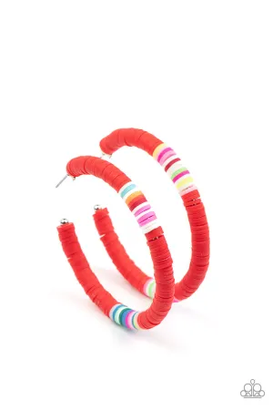 Colorfully Contagious Red Paparazzi Earrings