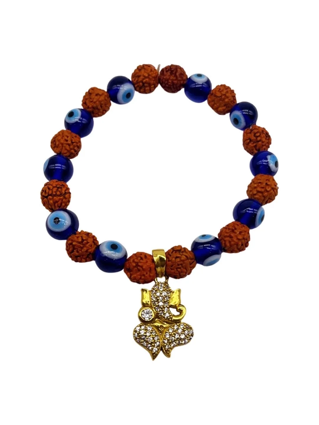 (Combo of 3) Fancy Gold Plated MAHAKAL & Ganesha Pendants Rudraksha Bracelets