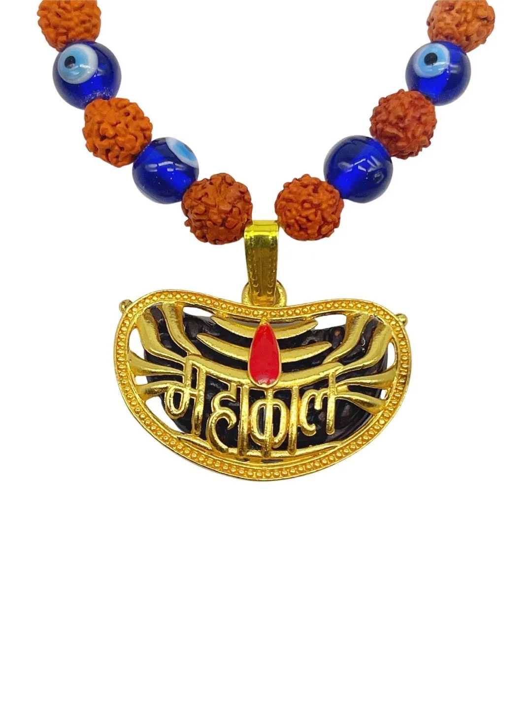 (Combo of 3) Fancy Gold Plated MAHAKAL & Ganesha Pendants Rudraksha Bracelets