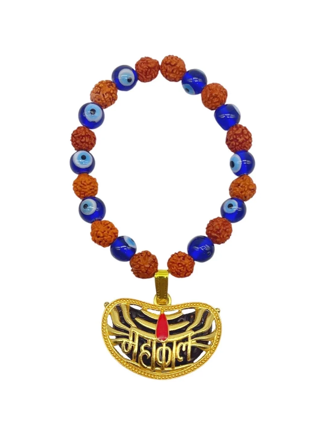 (Combo of 3) Fancy Gold Plated MAHAKAL & Ganesha Pendants Rudraksha Bracelets