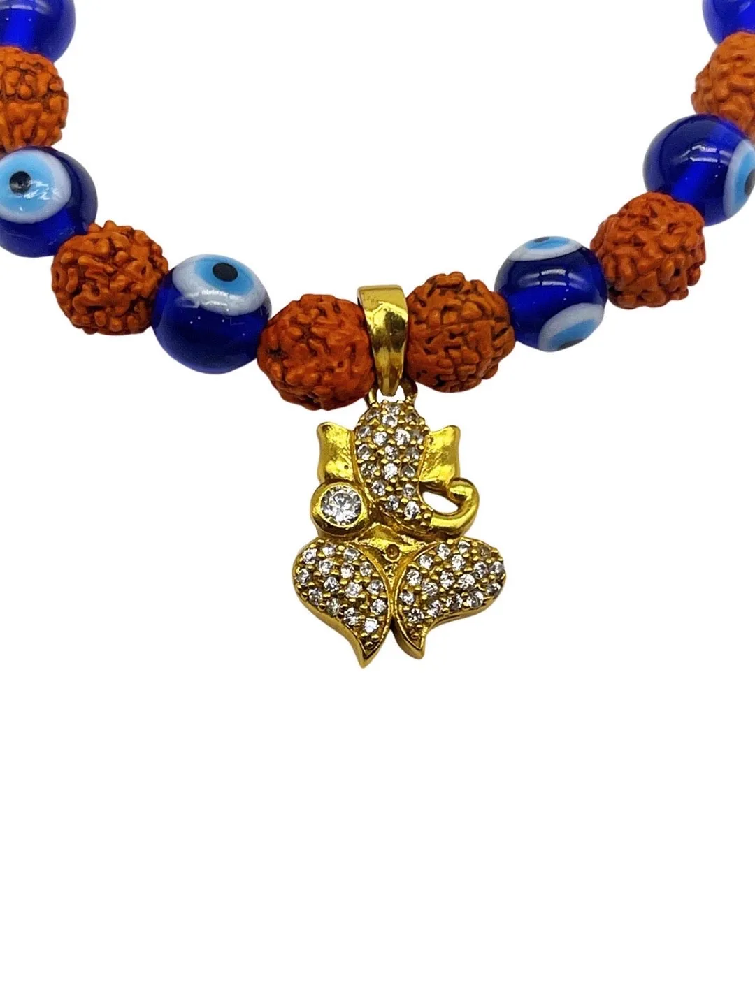 (Combo of 3) Fancy Gold Plated MAHAKAL & Ganesha Pendants Rudraksha Bracelets