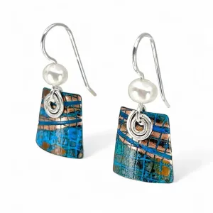 Copper Blue Patina and Sterling Earrings