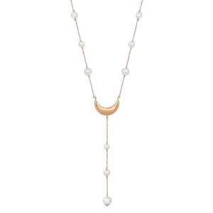 CRESCENT PEARL LARIAT NECKLACE
